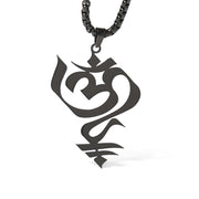 Buddha Stones Vintage OM Symbol geometry Design Stainless Steel Connection Necklace Pendant - image 18