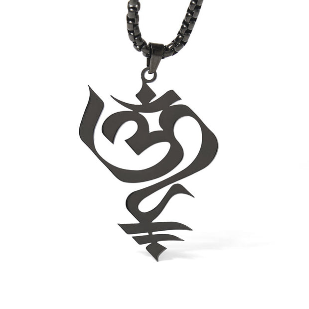Buddha Stones Vintage OM Symbol geometry Design Stainless Steel Connection Necklace Pendant - image 18