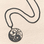 Buddha Stones Branches Hollow Yin Yang Design Stainless Steel Balance Necklace Pendant - image 4