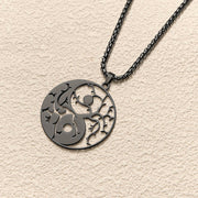 Buddha Stones Branches Hollow Yin Yang Design Stainless Steel Balance Necklace Pendant - image 3