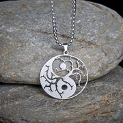 Buddha Stones Branches Hollow Yin Yang Design Stainless Steel Balance Necklace Pendant - image 8