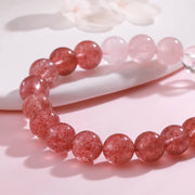 Buddha Stones Amethyst Rose Quartz Strawberry Quartz Good Luck Charm Bracelet - image 16