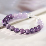 Buddha Stones Amethyst Rose Quartz Strawberry Quartz Good Luck Charm Bracelet - image 3