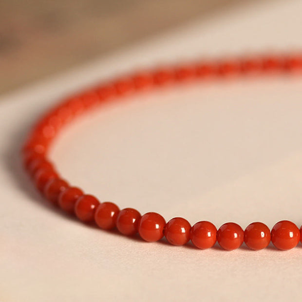 Buddha Stones 3mm Natural South Red Agate Ultra-thin Beads Positive Bracelet - image 8