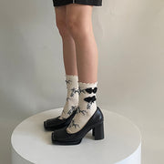Buddha Stones Chinese Frog-Button Design Jacquard Bamboo Pattern Micro Crew Women's Socks - image 4