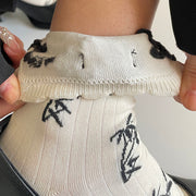 Buddha Stones Chinese Frog-Button Design Jacquard Bamboo Pattern Micro Crew Women's Socks - image 6