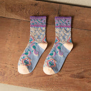 Buddha Stones Retro Embossed Floral Pattern Micro Crew Women Cotton Socks - LightSteelBlue - One Size Fits Most (US4–9，EU34–39，UK/AU2.5-6，Asia22-24.5cm) - image 17