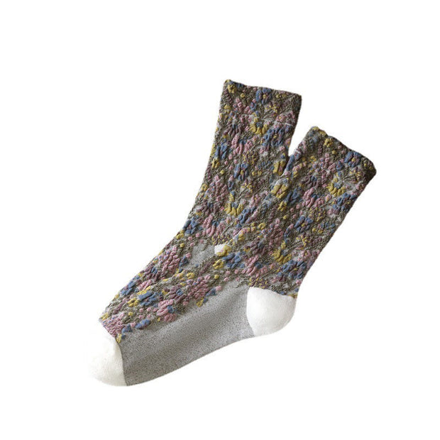 Buddha Stones Ethnic Textured Floral Pattern Women's Micro Crew Cotton Socks - image 11
