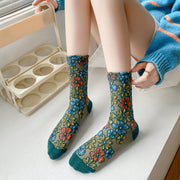 Buddha Stones Ethnic Textured Floral Contrasting Color Design Women's Micro Crew Cotton Socks - image 13