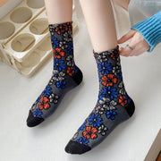 Buddha Stones Ethnic Textured Floral Contrasting Color Design Women's Micro Crew Cotton Socks - image 0