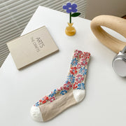 Buddha Stones Ethnic Textured Floral Contrasting Color Design Women's Micro Crew Cotton Socks - Tan - One Size Fits Most (US4–9，EU34–39，UK/AU2.5-6，Asia22-24.5cm) - image 4