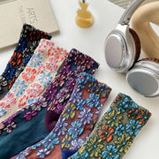 Buddha Stones Ethnic Textured Floral Contrasting Color Design Women's Micro Crew Cotton Socks - image 24