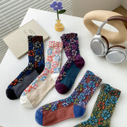 Buddha Stones Ethnic Textured Floral Contrasting Color Design Women's Micro Crew Cotton Socks - image 19