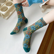 Buddha Stones Ethnic Textured Floral Contrasting Color Design Women's Micro Crew Cotton Socks - image 14