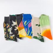 Buddha Stones Colorful Pigeon Tulips Floral Pattern Designmen Women Unisex Cotton Crew Socks - image 12
