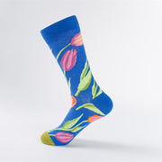 Buddha Stones Colorful Pigeon Tulips Floral Pattern Designmen Women Unisex Cotton Crew Socks - Tulip - One Size Fits Most (US8–12.5，EU41-46，UK/AU7.5-12，Asia25.5-31cm) - image 2