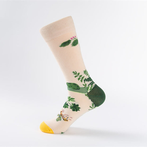 Buddha Stones Colorful Pigeon Tulips Floral Pattern Designmen Women Unisex Cotton Crew Socks - Frog Bee - One Size Fits Most (US8–12.5，EU41-46，UK/AU7.5-12，Asia25.5-31cm) - image 7
