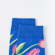 Buddha Stones Colorful Pigeon Tulips Floral Pattern Designmen Women Unisex Cotton Crew Socks - image 3
