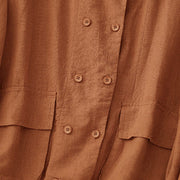 Buddha Stones Double‑Breasted Design Long Sleeve Women's Cotton Jacket With Pockets - image 9