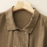 Buddha Stones Double‑Breasted Design Long Sleeve Women's Cotton Jacket With Pockets - image 4