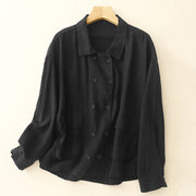Buddha Stones Double‑Breasted Design Long Sleeve Women's Cotton Jacket With Pockets - image 12