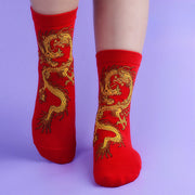 Buddha Stones Casual 5 Pairs of Golden Dragon Quarter Women's Socks - image 8