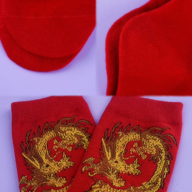 Buddha Stones Casual 5 Pairs of Golden Dragon Quarter Women's Socks - image 10
