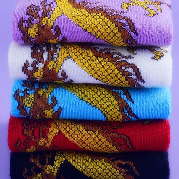 Buddha Stones Casual 5 Pairs of Golden Dragon Quarter Women's Socks - image 7