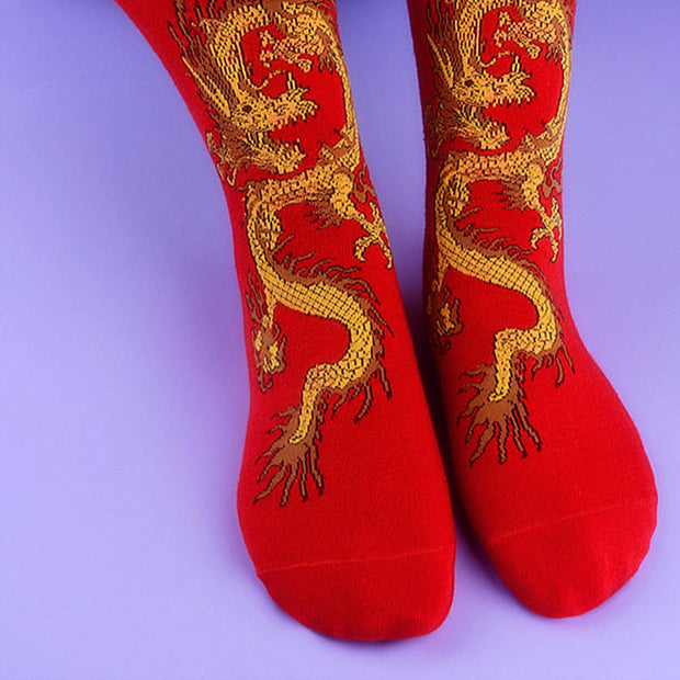 Buddha Stones Casual 5 Pairs of Golden Dragon Quarter Women's Socks - image 9