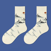 Buddha Stones Casual Sailboat Ancient Town Lotus Orchid Countryside Micro Crew Women's Socks - Sailboat - S-M(US 5.5-10，EU 36-41，UK/AU 3.5-7.5，AISA 22.5-25.5cm) - image 1