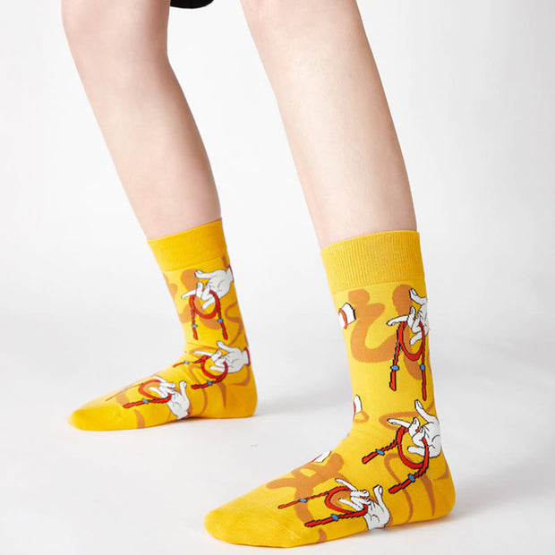 Buddha Stones Casual Sacred Buddha Hand Holding Red Rope Micro Crew Women's Socks - image 2