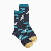 Buddha Stones Casual White Crane Pine Tree Design Micro Crew Women's Socks - image 6