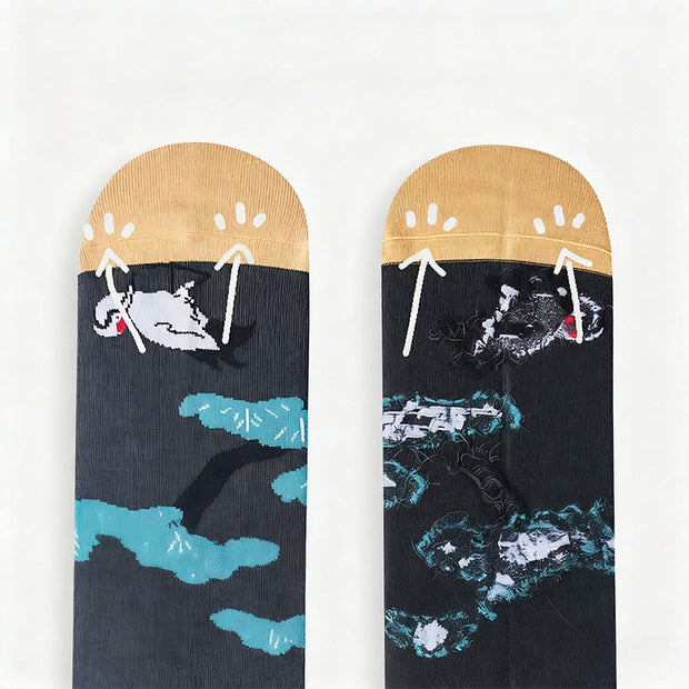Buddha Stones Casual White Crane Pine Tree Design Micro Crew Women's Socks - image 11