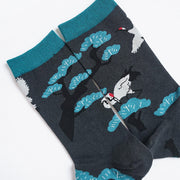 Buddha Stones Casual White Crane Pine Tree Design Micro Crew Women's Socks - image 8