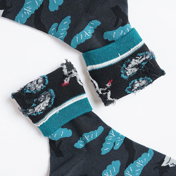 Buddha Stones Casual White Crane Pine Tree Design Micro Crew Women's Socks - image 10