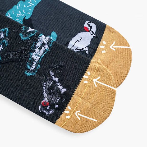 Buddha Stones Casual White Crane Pine Tree Design Micro Crew Women's Socks - image 12
