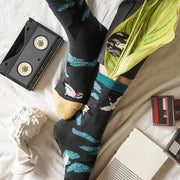 Buddha Stones Casual White Crane Pine Tree Design Micro Crew Women's Socks - image 1