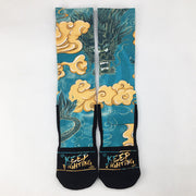 Buddha Stones Casual Dragon Auspicious Clouds Design Micro Crew Men's Socks - SkyBlue - M-L(US 7.5-12，EU 40-45，UK/AU 7-11.5，AISA 25.5-28.5cm) - image 0