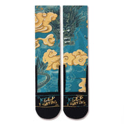 Buddha Stones Casual Dragon Auspicious Clouds Design Micro Crew Men's Socks - image 6