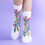 Buddha Stones Casual 3 Pairs Of Multicolored Phoenix Quarter Women's Socks - 3 Pairs Of White - S-M (US 5.5-8.5，EU 36–40，UK/AU 3.5-6.5，AISA 23–25 cm) - image 7