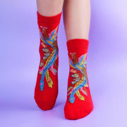 Buddha Stones Casual 3 Pairs Of Multicolored Phoenix Quarter Women's Socks - image 8