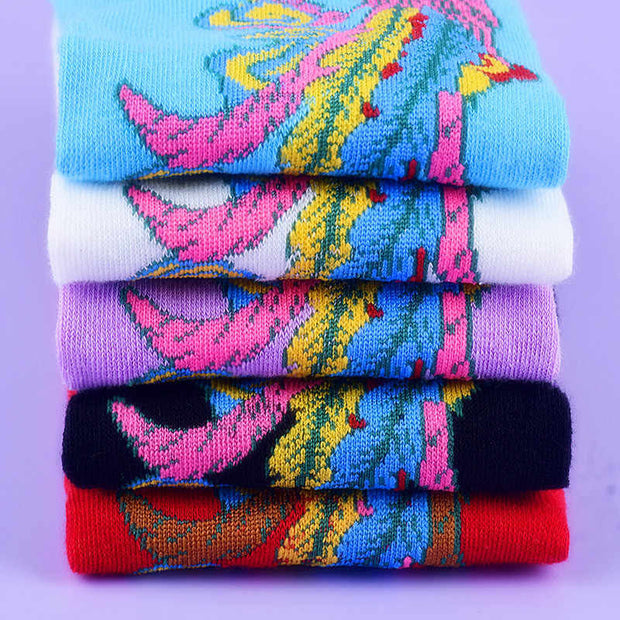 Buddha Stones Casual 3 Pairs Of Multicolored Phoenix Quarter Women's Socks - image 13