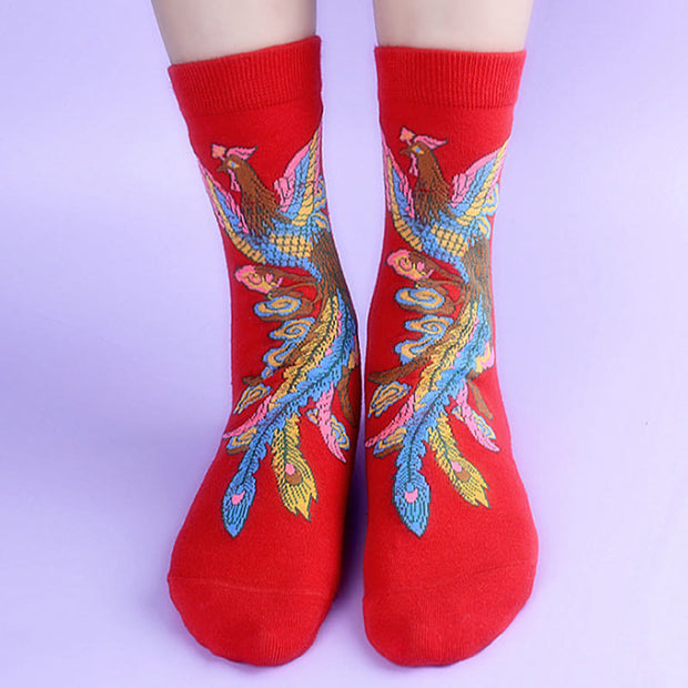 Buddha Stones Casual 3 Pairs Of Multicolored Phoenix Quarter Women's Socks - image 9