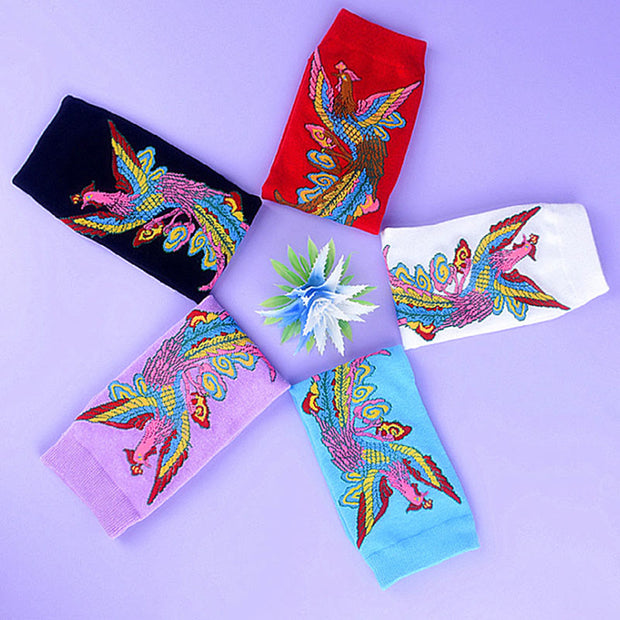 Buddha Stones Casual 3 Pairs Of Multicolored Phoenix Quarter Women's Socks - image 11