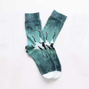 Buddha Stones Casual White Crane Cotton Quarter Women's Socks - image 1