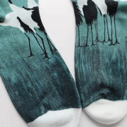 Buddha Stones Casual White Crane Cotton Quarter Women's Socks - image 2