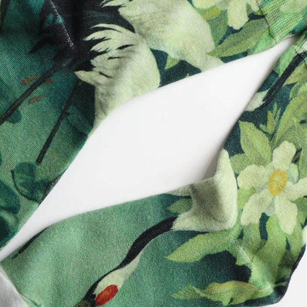 Buddha Stones Casual White Crane Floral Lotus Leaf Koi Fish Cotton Quarter Women's Socks - image 2