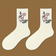 Buddha Stones Casual Lotus Pavilion Deer Peaceful Character Swallows Micro Crew Women's Socks - Lotus - S-M (US 5.5-10，EU 36-41，UK/AU 3.5-7.5，AISA 22.5-25.5cm) - image 1