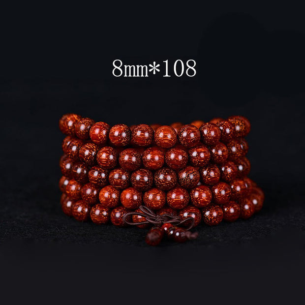 Buddha Stones Tibetan Small Leaf Red Sandalwood Balance Bracelet - 8mm*108 - image 3