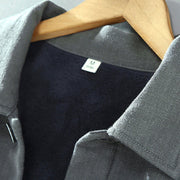 Buddha Stones Men's Plain Long Sleeve Thermal Fleece-Lined Ramie Linen Cotton Jacket With Pockets - image 4